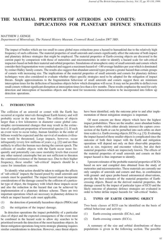 The Material Properties of Asteroids and Comets - Implications for Planetary Defence Strategies