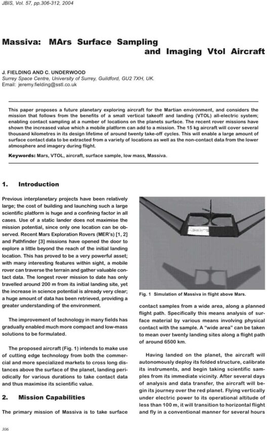 Massiva - MArs Surface Sampling and Imaging Vtol Aircraft