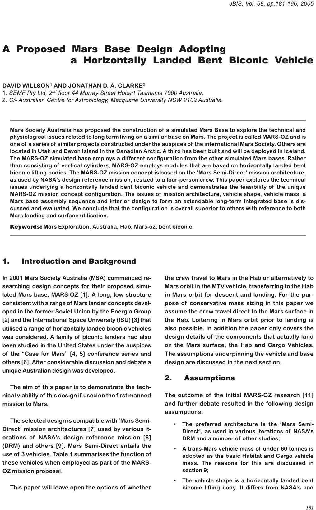 A Proposed Mars Base Design Adopting a Horizontally Landed Bent Biconic Vehicle