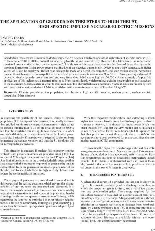 The Application of Gridded Ion Thrusters to High Thrust, High Specific Impulse Nuclear-Electric Missions