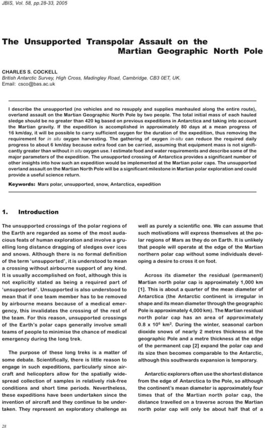 The Unsupported Transpolar Assault on the Martian Geographic North Pole