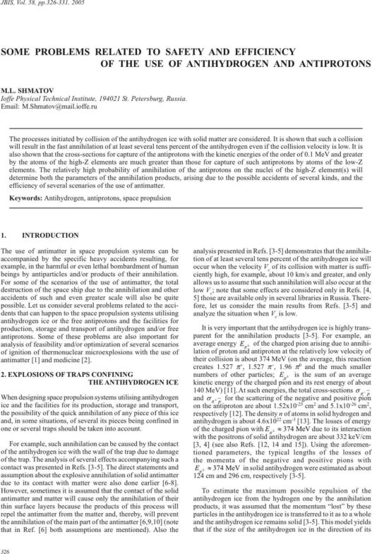 Some Problems Related to Safety and Efficiency of the use of Antihydrogen and Antiprotons