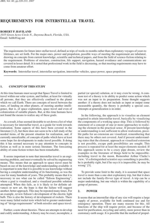 Requirements for Interstellar Travel