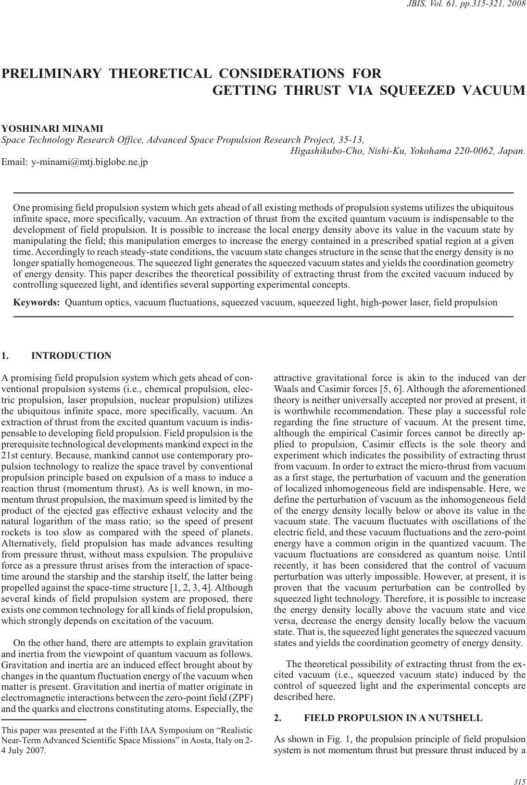 Preliminary Theoretical Considerations for Getting Thrust via Squeezed Vacuum