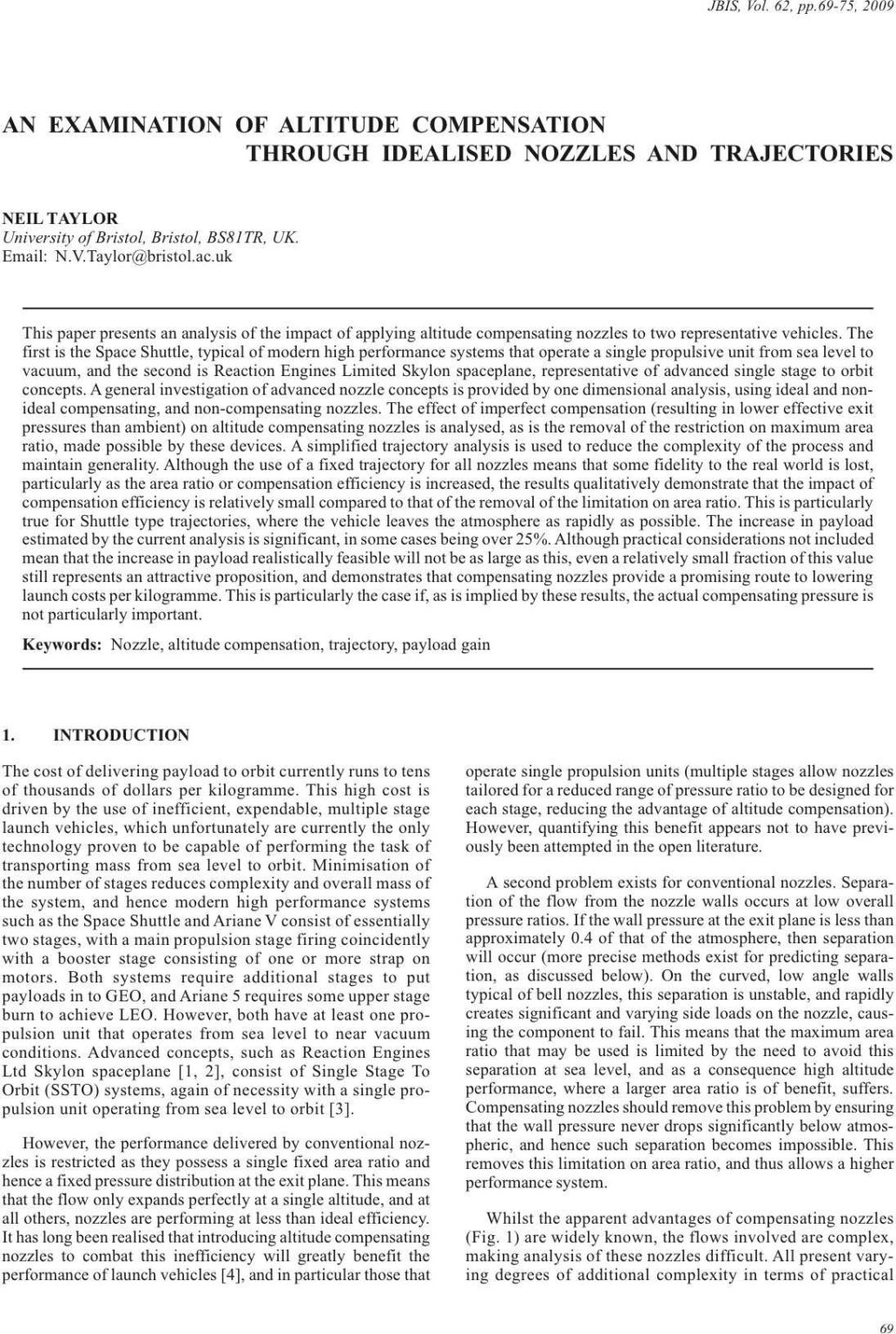 An Examination Of Altitude Compensation Through Idealised Nozzles and ...