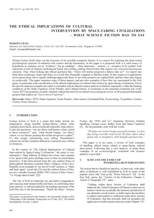 The Ethical Implications of Cultural Intervention by Space-faring Civilizations - What Science Fiction Has to Say