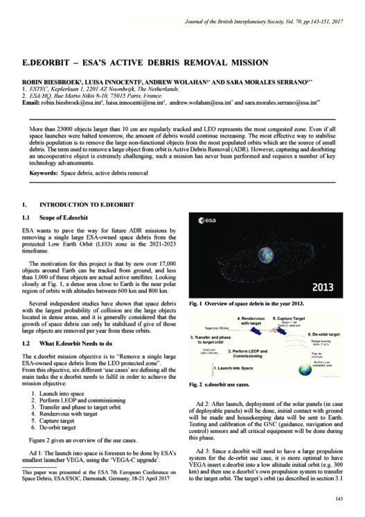 E.Deorbit - ESA's Active Debris Removal Mission