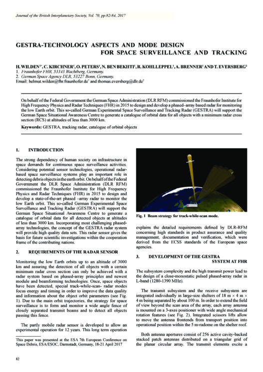 GESTRA-Technology Aspects and Mode Design for Space Surveillance and Tracking