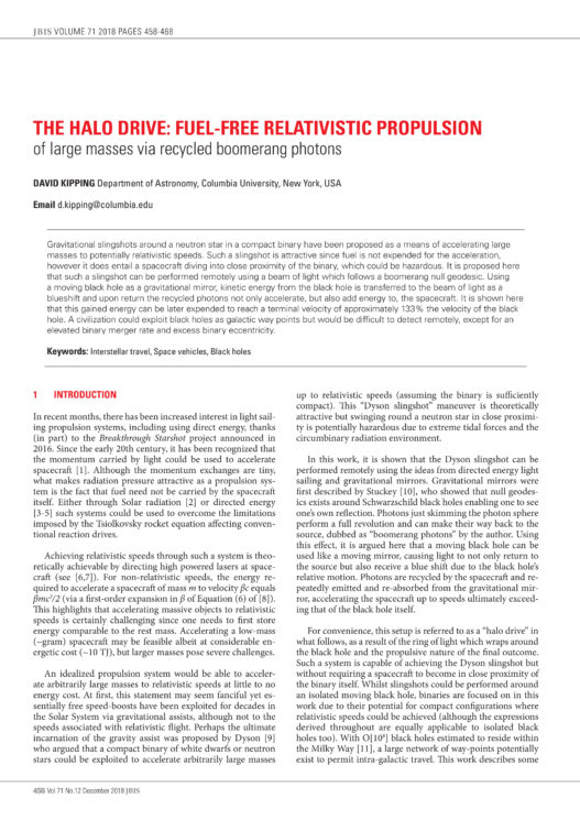The Halo Drive: Fuel-free relativistic propulsion of large masses via recycled boomerang photons