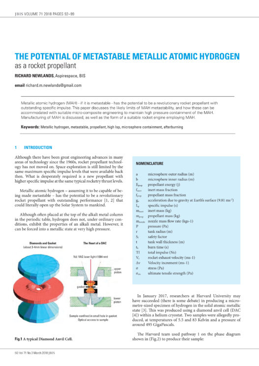 The Potential of Metastable Metallic Atomic Hydrogen as a rocket propellant
