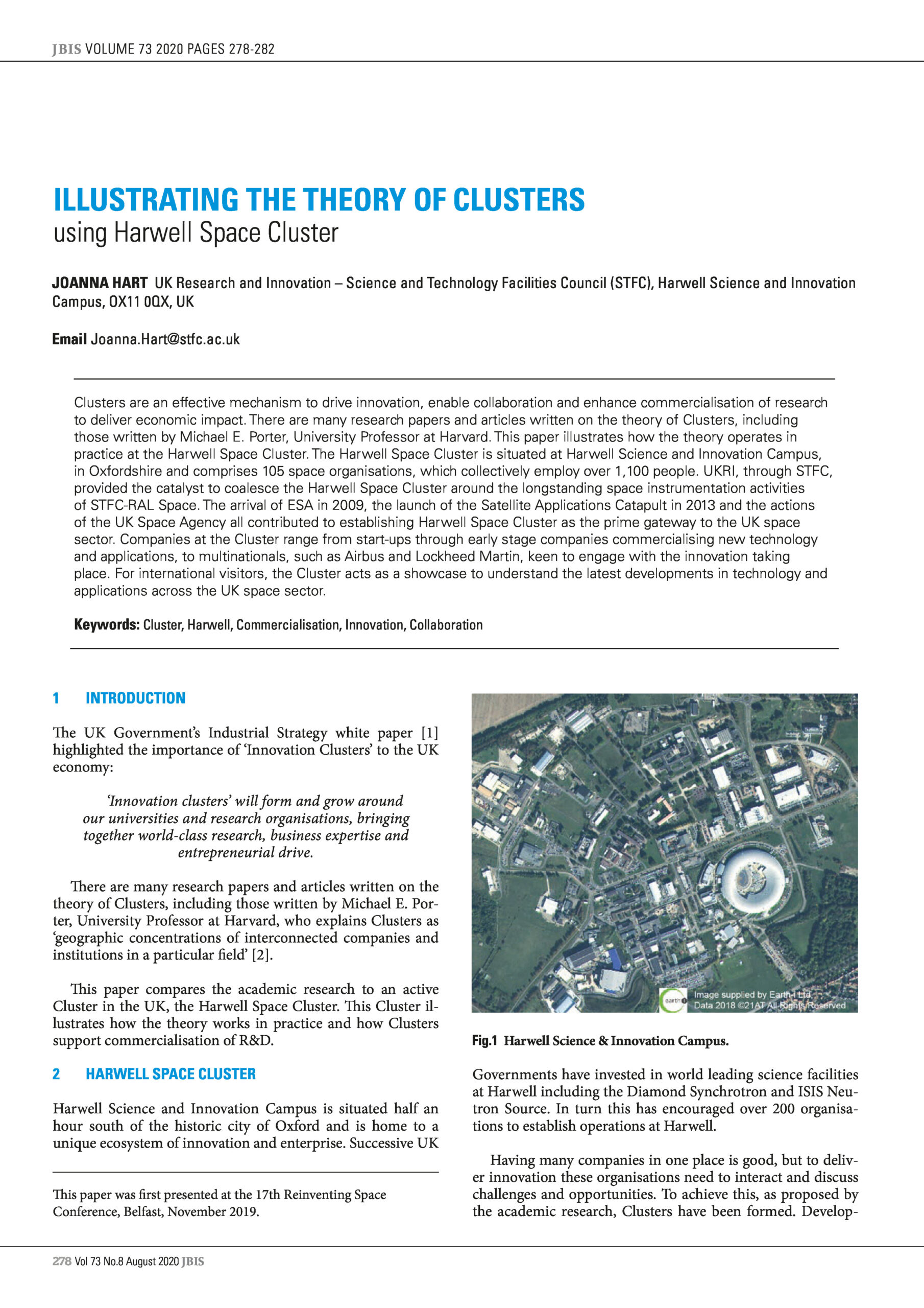 Illustrating the Theory of Clusters using Harwell Space Cluster