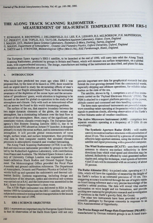 The Along Track Scanning Radiometer - Measurement Of Sea-Surface Temperature From ERS-1