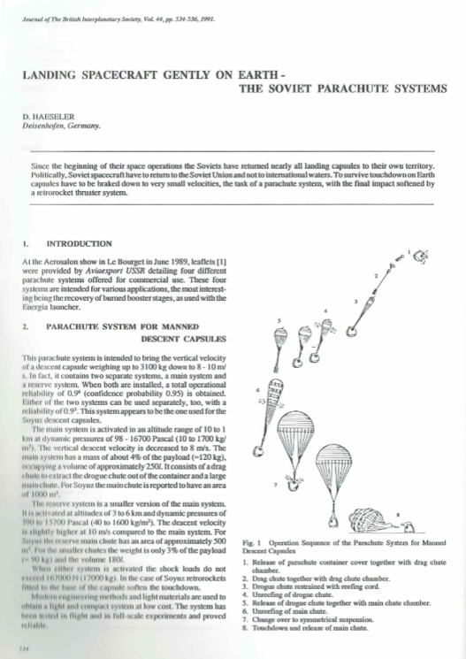 Landing Spacecraft Gently On Earth - The Soviet Parachute Systems