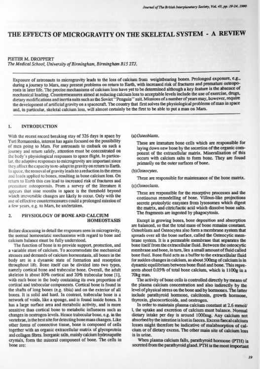 The Effects Of Microgravity On The Skeletal System - A Review
