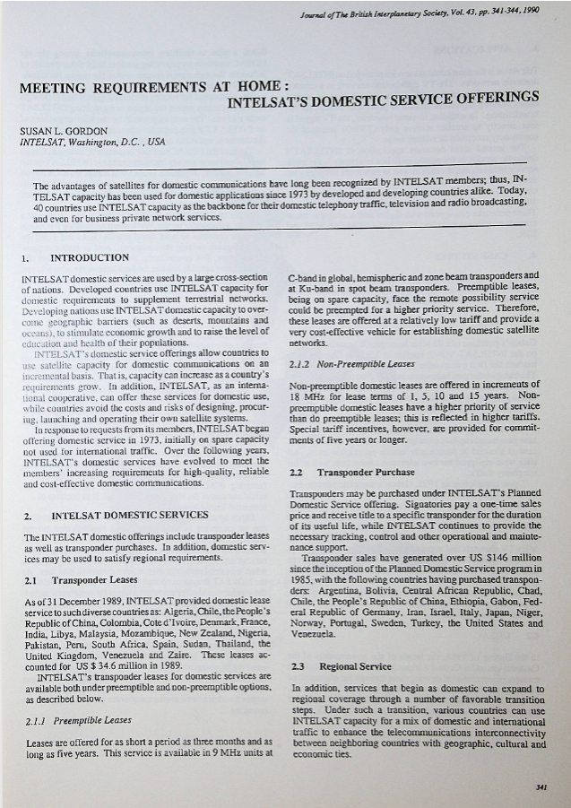 Meeting Requirements At Home: INTELSAT's Domestic Service Offerings