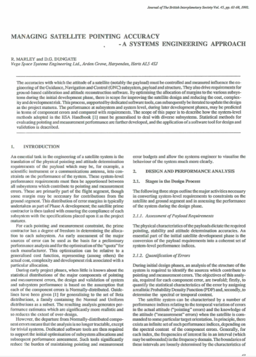 Managing Satellite Pointing Accuracy - A Systems Engineering Approach