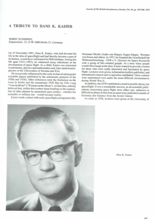 A Tribute To Hans K. Kaiser