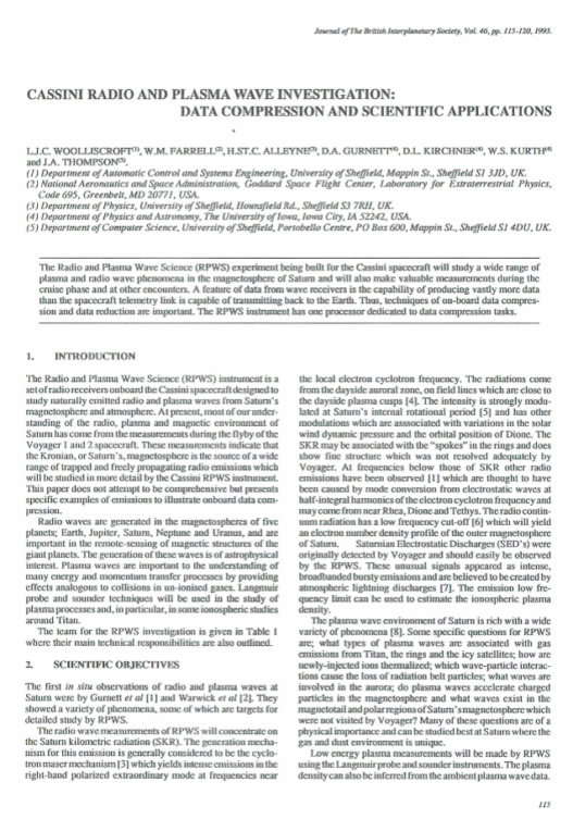 Cassini Radio And Plasma Wave Investigation: Data Compression And Scientific Applications