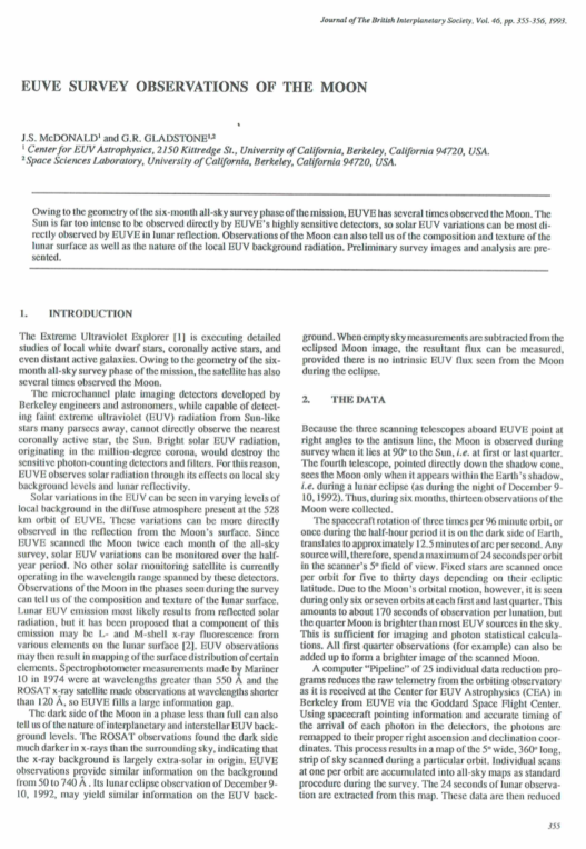 EUVE Survey Observations Of The Moon