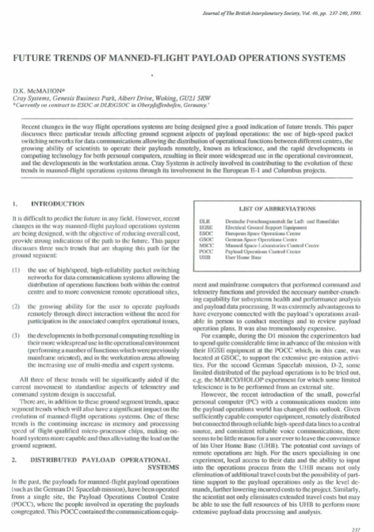 Future Trends Of Manned-Flight Payload Operations Systems