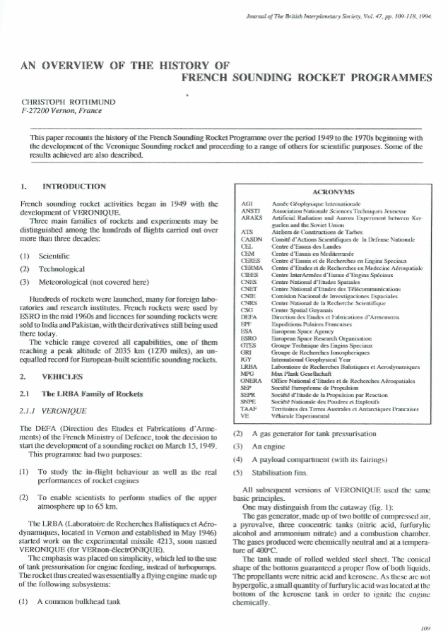 An Overview Of The History Of French Sounding Rocket Programmes