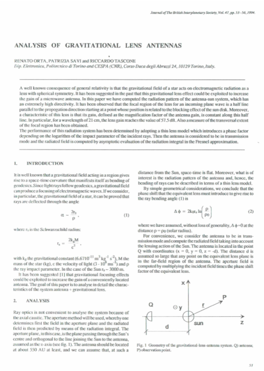 Analysis Of Gravitational Lens Antennas