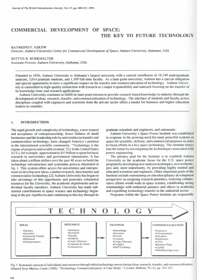 Commercial Development Of Space: The Key To Future Technology