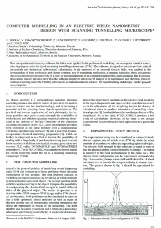 Computer Modelling In An Electric Field: Nanometric Design With Scanning Tunnelling Microscope*