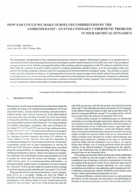 How Far Could We Make Ourselves Understood By The Andromedans? An Evolutionary Cybernetic Problem In Hierarchical Dynamics