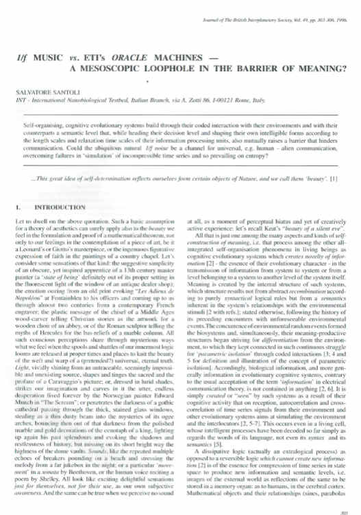 1/f Music vs. ETI's Oracle Machines - A Mesoscopic Loophole In The Barrier Of Meaning?