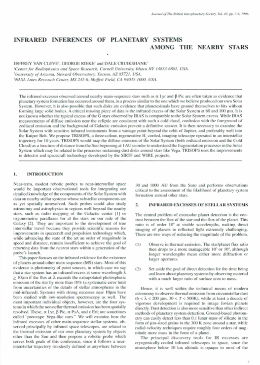 Infrared Inferences Of Planetary Systems Among The Nearby Stars