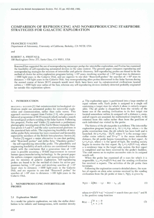 Comparison Of Reproducing And Nonreproducing Starprobe Strategies For Galactic Exploration