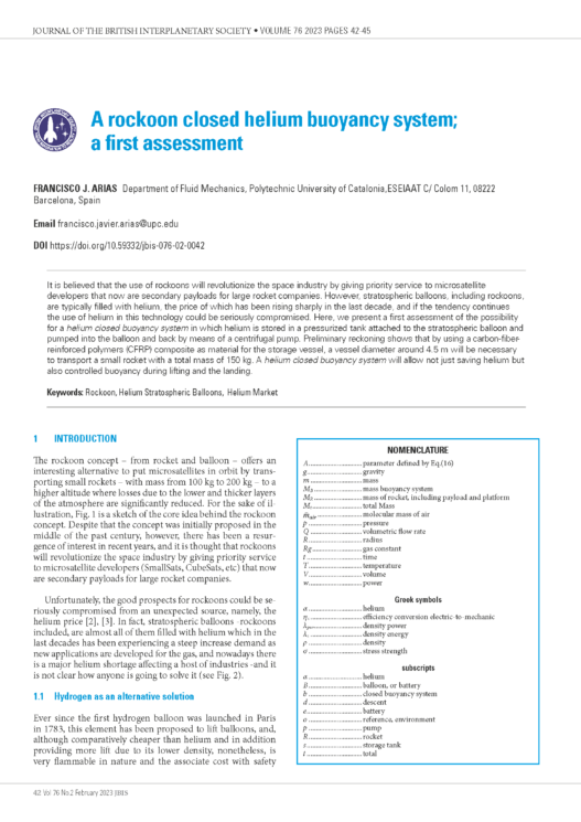 A rockoon closed helium buoyancy system; a first assessment