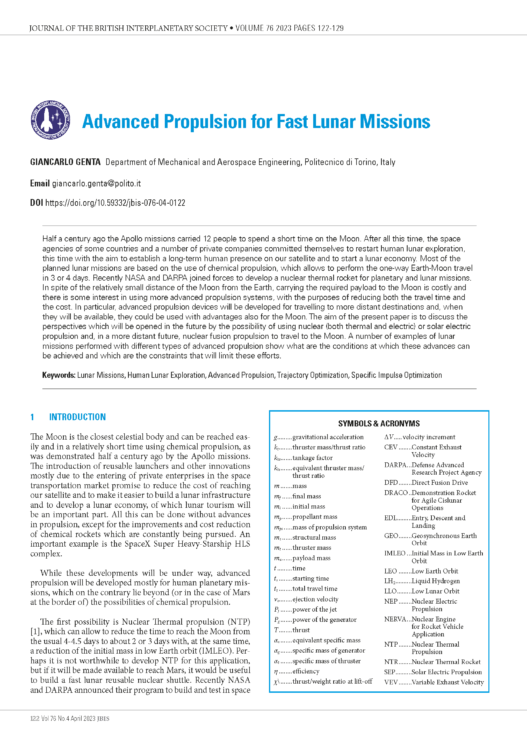 Advanced Propulsion for Fast Lunar Missions
