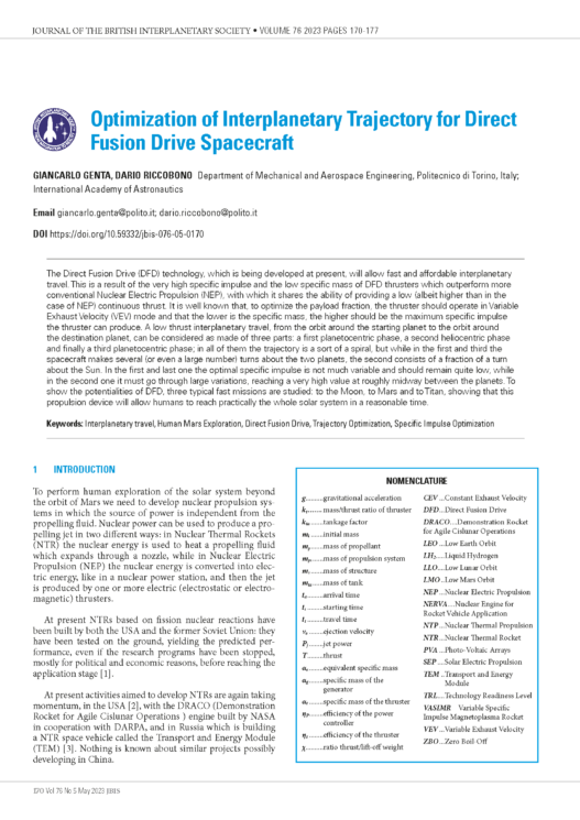 Optimization of Interplanetary Trajectory for Direct Fusion Drive Spacecraft