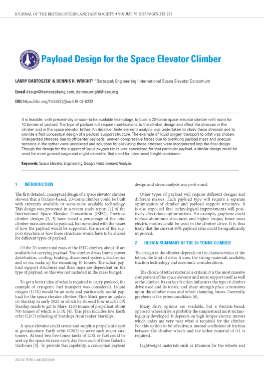 Payload Design for the Space Elevator Climber