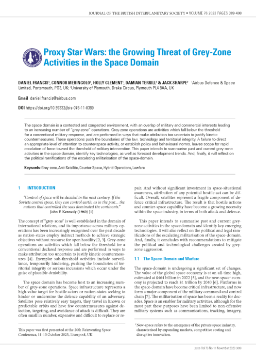 Proxy Star Wars: the Growing Threat of Grey-Zone Activities in the Space Domain