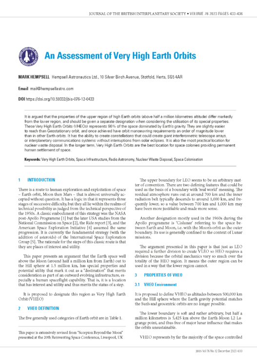 An Assessment of Very High Earth Orbits