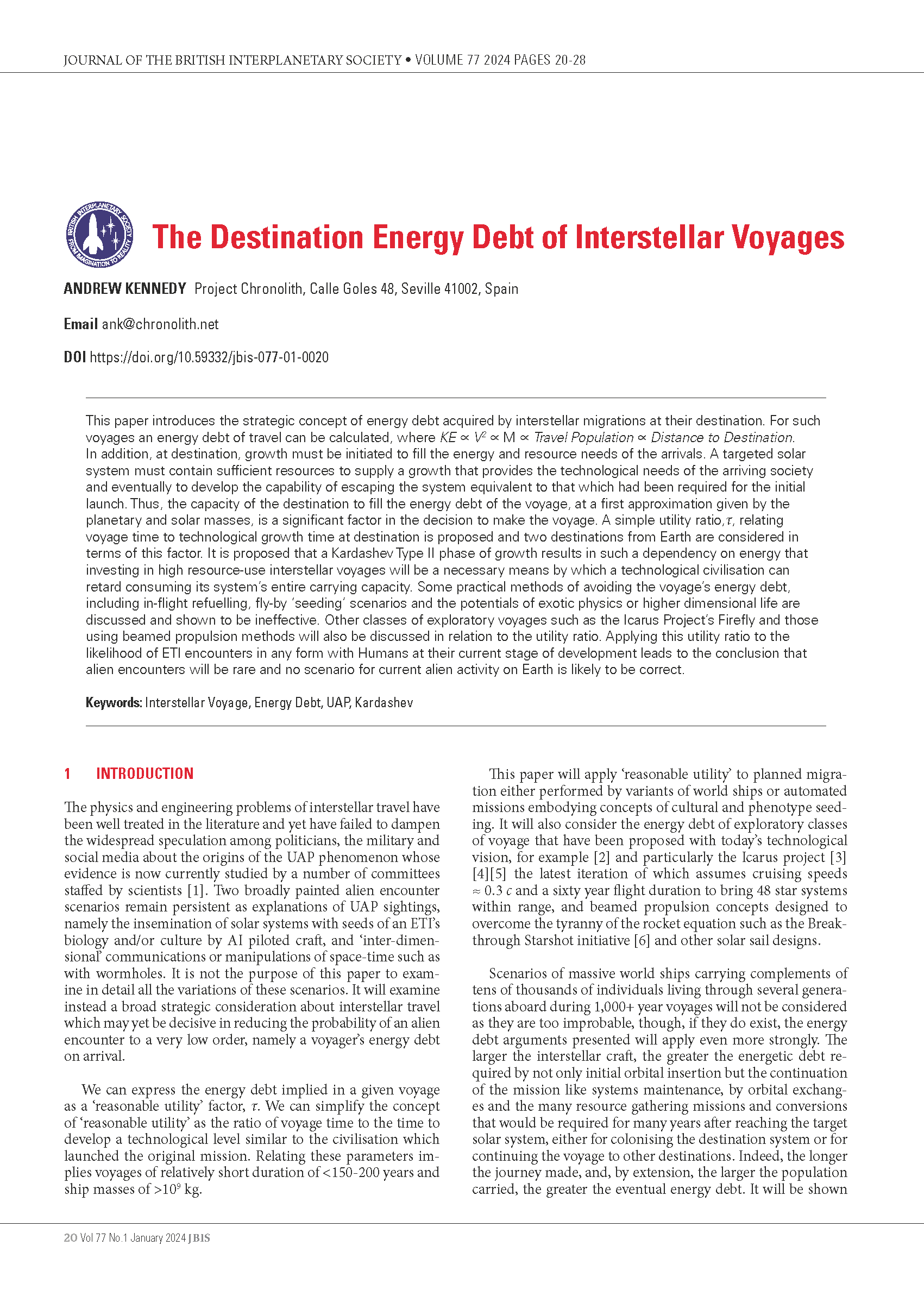 The Destination Energy Debt of Interstellar Voyages