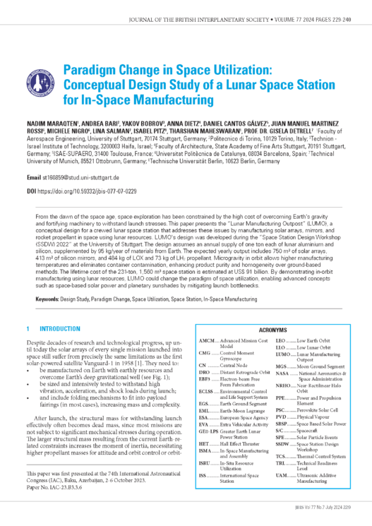 Paradigm Change in Space Utilization: Conceptual Design Study of a Lunar Space Station for In-Space Manufacturing