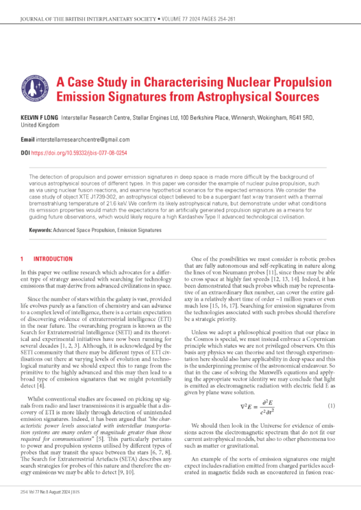 A Case Study in Characterising Nuclear Propulsion Emission Signatures from Astrophysical Sources