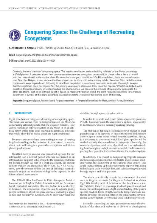 Conquering Space: The Challenge of Recreating Ecosystems
