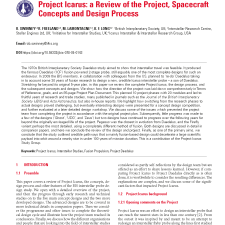 Project Icarus: A Review of the Project, Spacecraft Concepts and Design Process