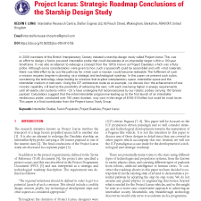 Project Icarus: Strategic Roadmap Conclusions of the Starship Design Study