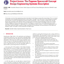 Project Icarus: The Pegasus Spacecraft Concept Design Engineering Systems Description