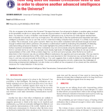 How long does the human civilization need to last in order to observe another advanced intelligence in the Universe?