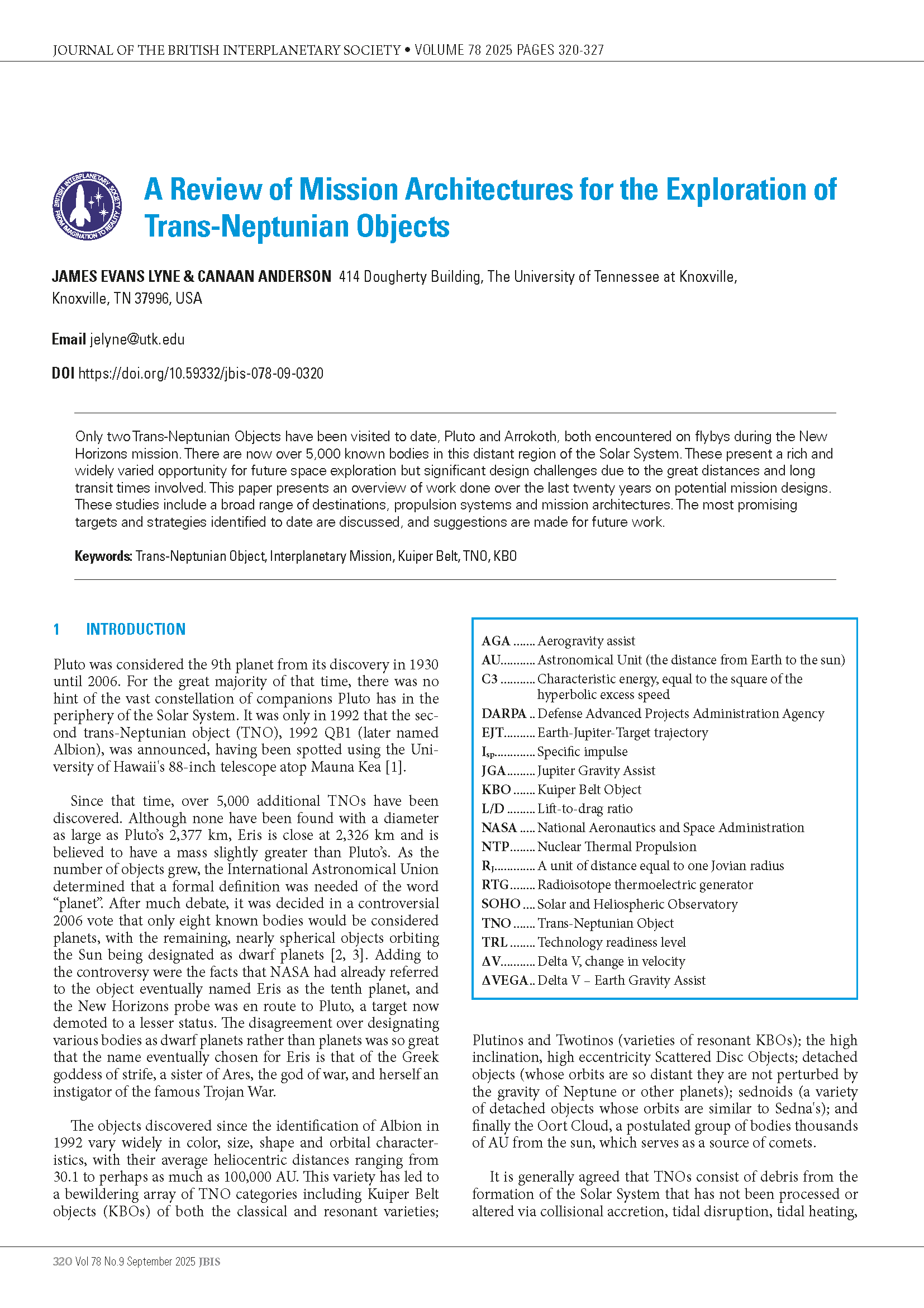 A Review of Mission Architectures for the Exploration of Trans-Neptunian Objects