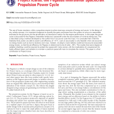 Project Icarus: The Pegasus Interstellar Spacecraft Propulsion Power Cycle
