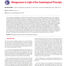 Abiogenesis in Light of the Cosmological Principle