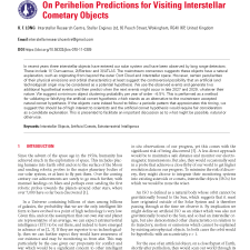 On Perihelion Predictions for Visiting Interstellar Cometary Objects